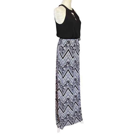 Three Pink Hearts women's black and white halter top sleeveless long maxi dress - Picture 2 of 12